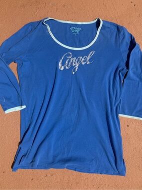 Vintage Victoria's Secret Royal Blue 'Angel' Long Sleeve Tee with Light Trim